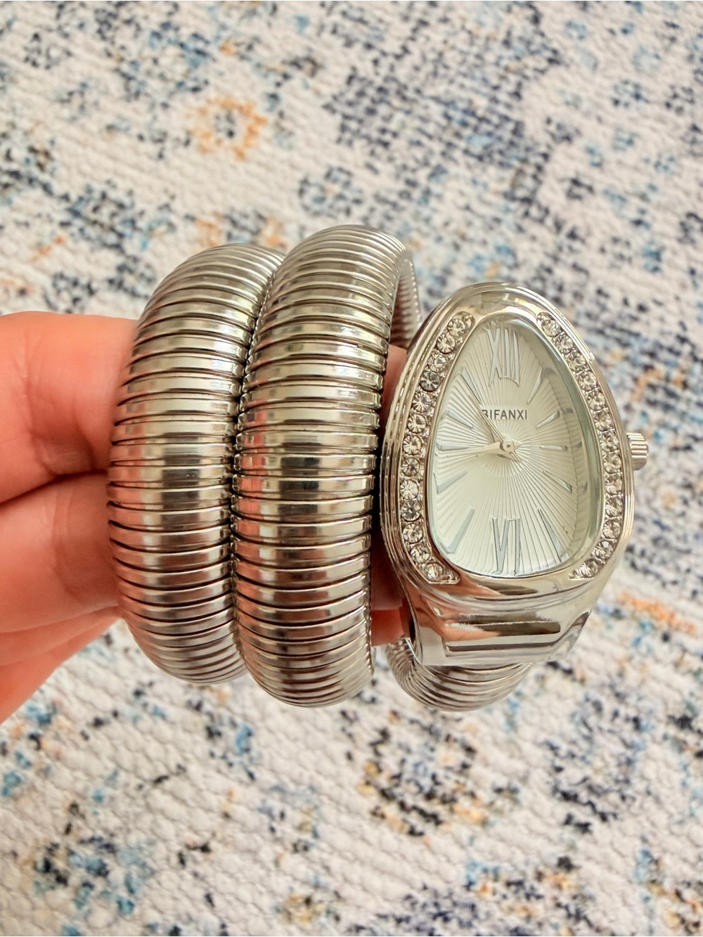 Serpenti Snake Silver Coil Wrap Watch with Crystal Accents - Picture 8 of 9